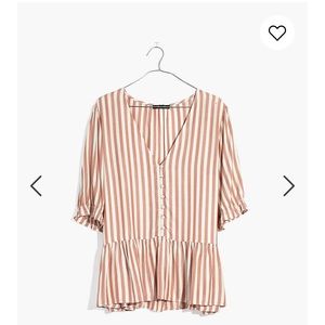 Madewell Courtyard Ruffle-Hem Top in Stripe